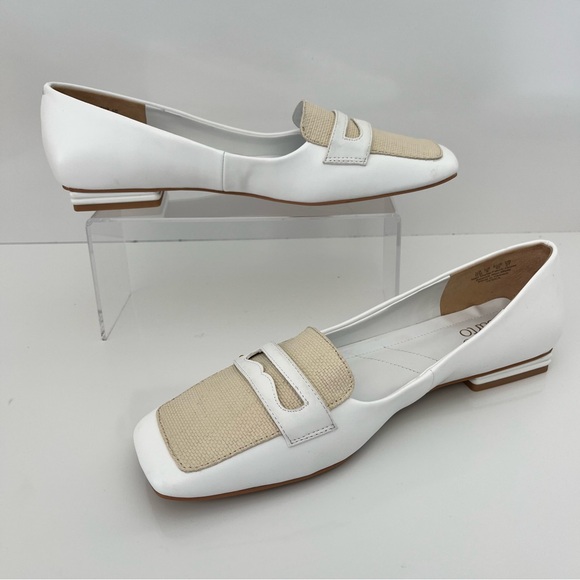 Franco Sarto White and Tan Flats with Bow Detail - Picture 3 of 12